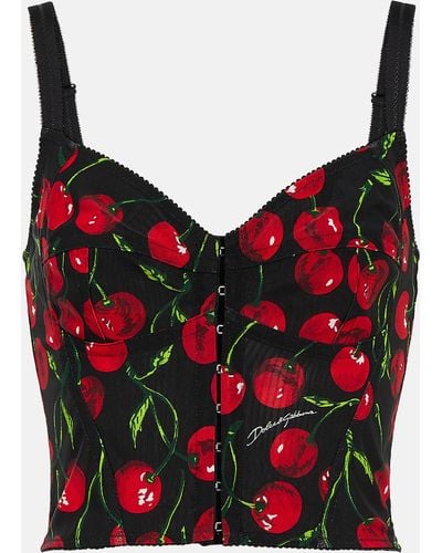 Dolce & Gabbana Cherry-print Bustier Top - Red