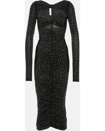 Alex Perry Crystal-embellished Cutout Jersey Midi Dress - Black