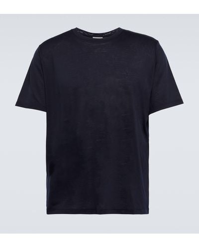 Saint Laurent Wool And Silk Jersey T-shirt - Blue