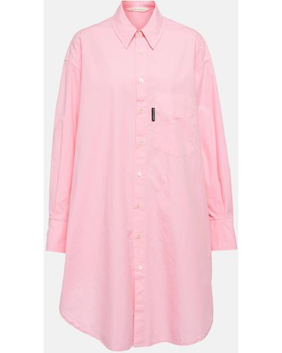 Palm Angels Logo Cotton Poplin Shirt Dress - Pink