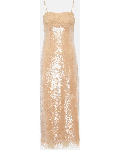 Jonathan Simkhai Valentina Lace-trimmed Sequined Slip Dress - Natural