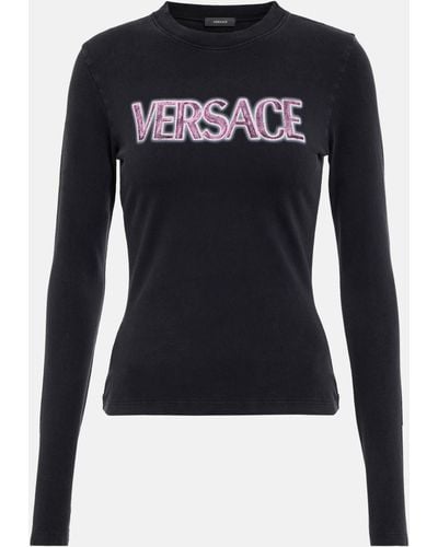 Versace Goddess Logo Long-sleeve T-shirt - Blue