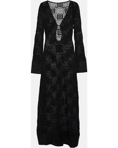 Sir. The Label Crochet Cotton Maxi Dress - Black