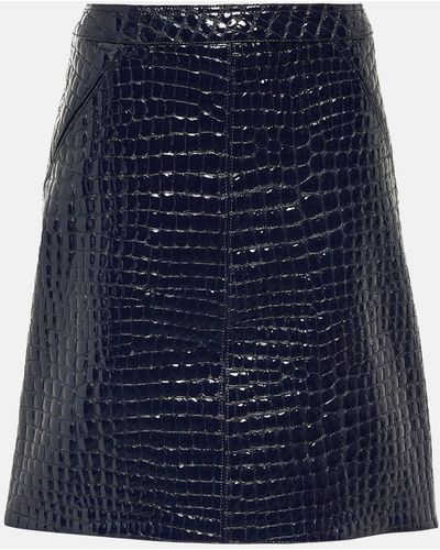 Tom Ford Croc-effect Leather Midi Skirt - Blue