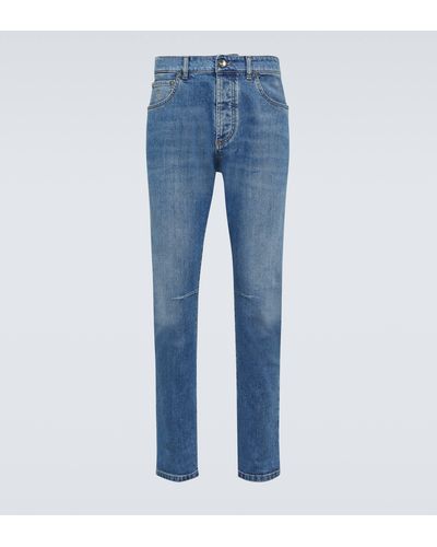Brunello Cucinelli Distressed Slim-leg Jeans - Blue