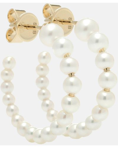 Sophie Bille Brahe Marco 14kt Gold And Pearl Hoop Earrings - White