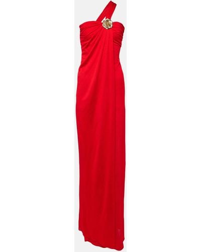 Blumarine Embellished Draped Gown - Red