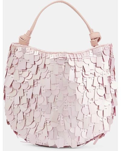 STAUD Crescent Mini Sequined Shoulder Bag - Pink