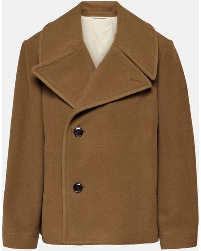 Lemaire Cropped Wool Coat - Brown