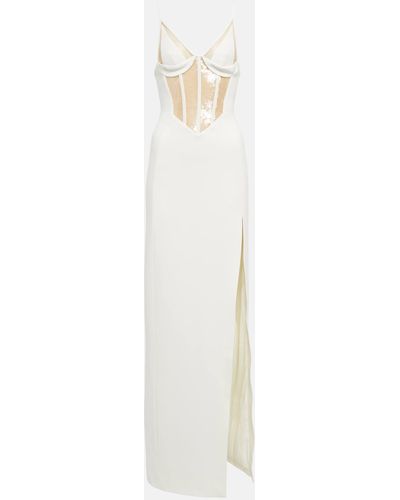 David Koma Sequined Cutout Cady Maxi Dress - White