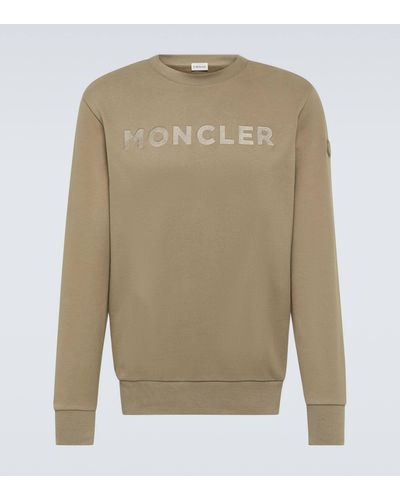 Moncler Logo Cotton Fleece Sweatshirt - Natural