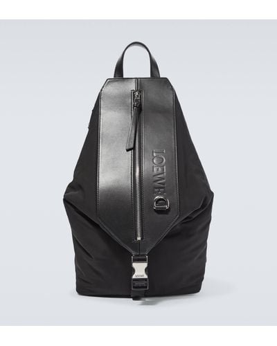 Loewe Leather-trimmed Backpack - Black