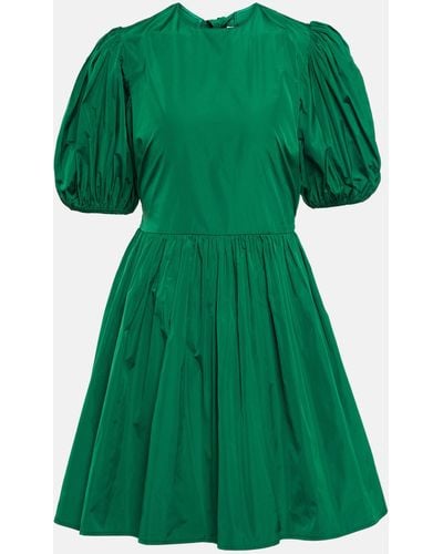 RED Valentino Puff-sleeve Taffeta Minidress - Green