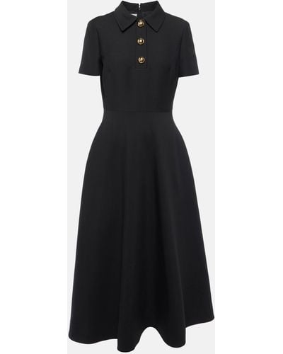 Valentino Crepe Couture A-line Midi Dress - Black