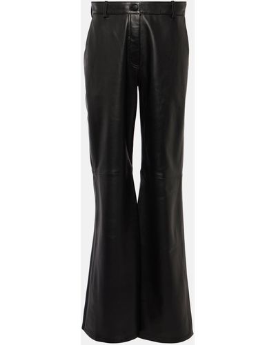 JOSEPH Tessier High-rise Leather Wide-leg Pants - Black