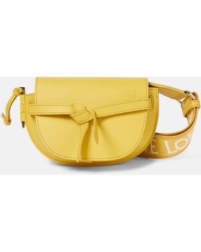 Loewe Gate Dual Mini Leather Shoulder Bag - Yellow