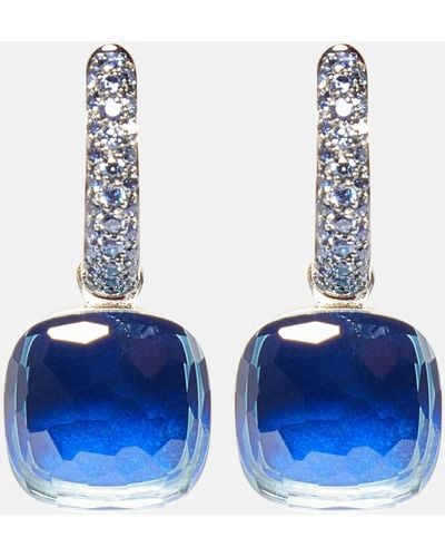 Pomellato Nudo Classic 18kt Rose And White Gold Earrings With Topaz And Sapphires - Blue
