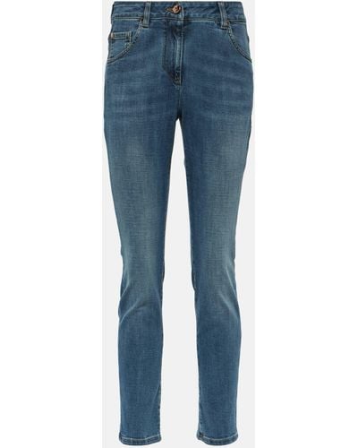 Brunello Cucinelli High-rise Cropped Skinny Jeans - Blue