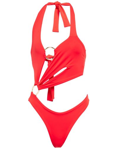 Louisa Ballou Cutout Swimsuit - Red