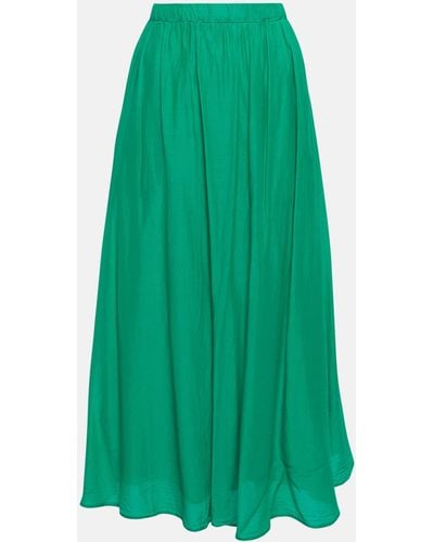 Velvet Mariela Cotton And Silk Maxi Skirt - Green