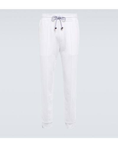 Brunello Cucinelli Tapered Cotton Sweatpants - White