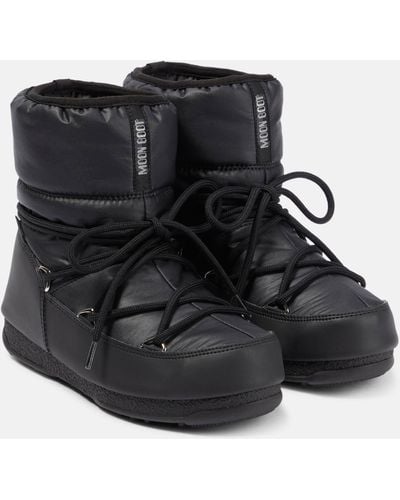 Moon Boot Lace-up Shell Snow Boots - Black