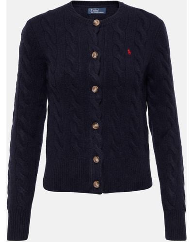 Polo Ralph Lauren Cable-knit Wool And Cashmere Cardigan - Blue