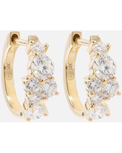 Sydney Evan Huggie 14kt Gold Earrings With Diamonds - White