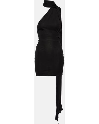 Alex Perry Scarf-detail Open-back Jersey Minidress - Black