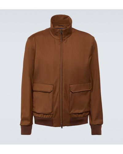 Herno Virgin Wool Bomber Jacket - Brown