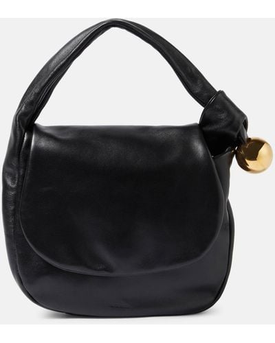 Jil Sander Sphere Medium Leather Shoulder Bag - Black