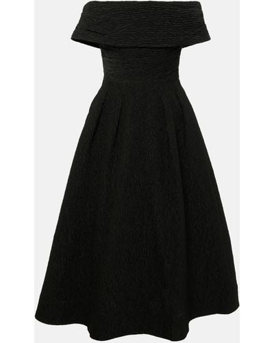 Rebecca Vallance Bridal Helene Off-shoulder Brocade Midi Dress - Black