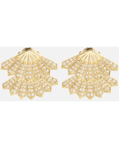 Anita Ko Fan 18kt Gold Earrings With Diamonds - Natural