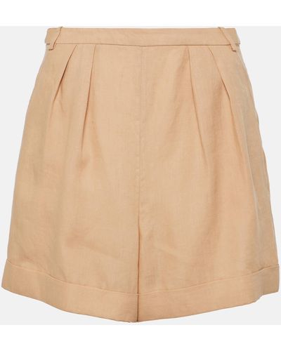 Loro Piana Pleated Linen Shorts - Natural