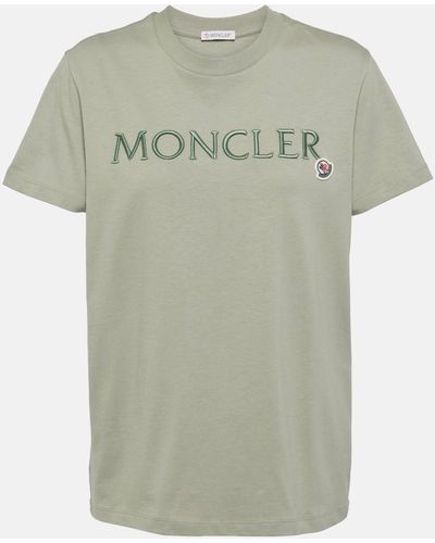 Moncler Logo Embroidered Cotton Jersey T-shirt - Green