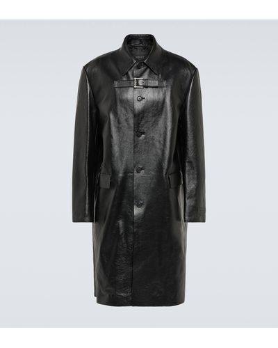 Versace Buckle-detail Leather Coat - Black