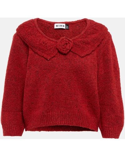 RIXO London Serenity Metallic-knit Sweater - Red
