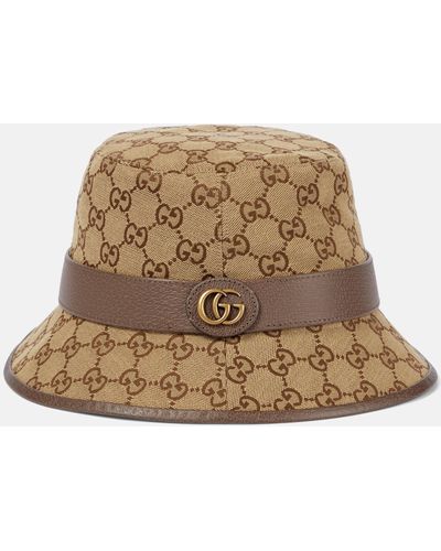 Gucci Logo-pattern Cotton-blend Bucket Hat - Brown