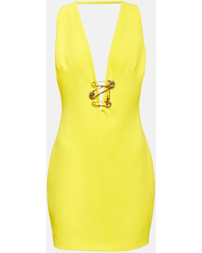 Versace Safety Pin Silk Minidress - Yellow
