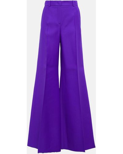 Valentino Crepe Couture Wide-leg Pants - Purple