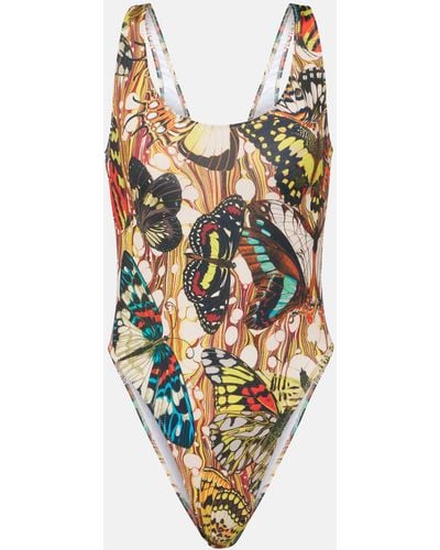Jean Paul Gaultier Papillon Printed Swimsuit - Metallic