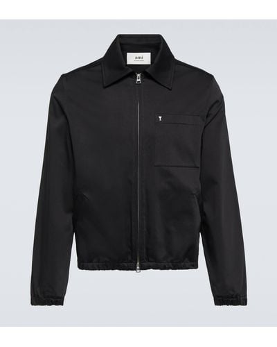 Ami Paris Ami De Cour Cotton Satin Blouson Jacket - Black