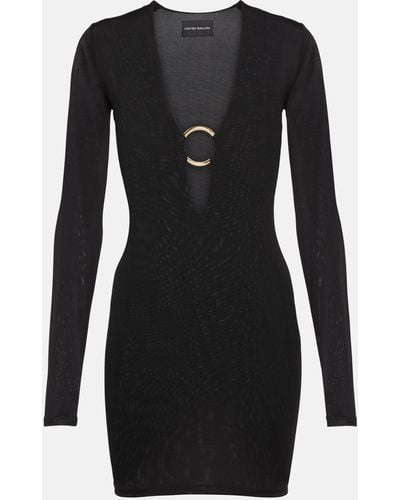 Louisa Ballou Embellished V-neck Minidress - Black
