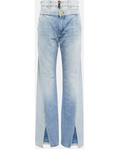 Balmain Two-in-one High-rise Jeans - Blue
