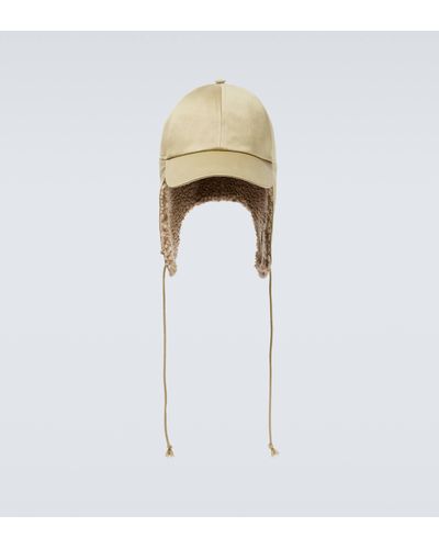 Burberry Faux-shearling Trimmed Cotton Hat - White