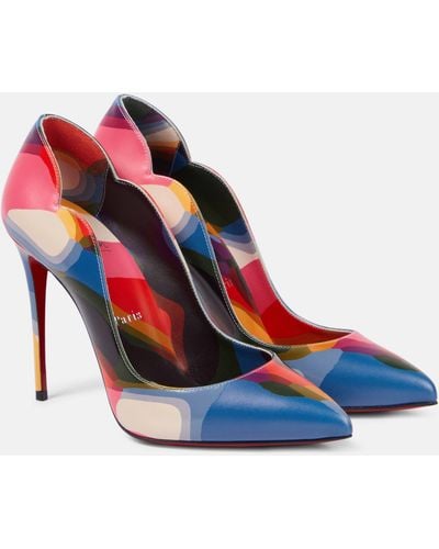 Christian Louboutin Hot Chick 100 Printed Leather Pumps - Blue