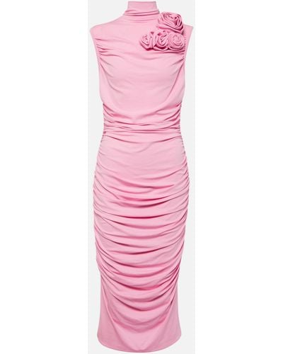 Magda Butrym Floral-applique Jersey Midi Dress - Pink