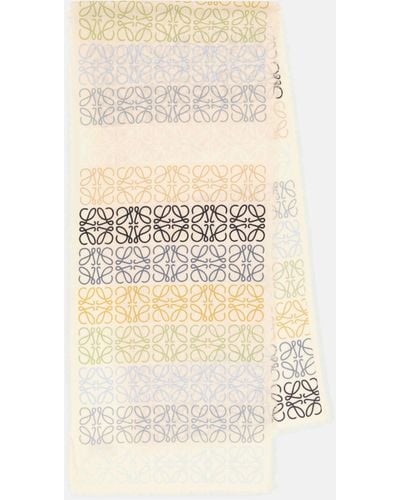 Loewe Anagram Wool, Silk And Cashmere Scarf - Natural