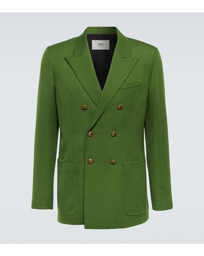 Ami Paris Double-breasted Wool Blazer - Green