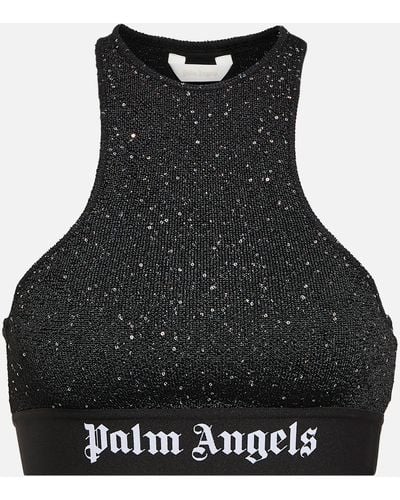 Palm Angels Soiree Knit Logo Top - Black